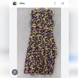 Jones New York Sleeveless Midi Dress in Black, Yellow, Pink and Blue